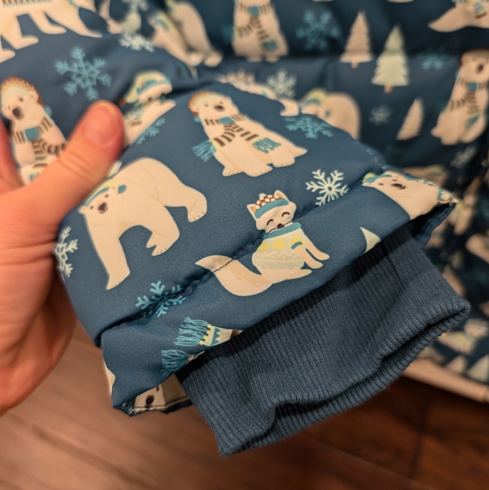 GYMBOREE boys polar bear print fleece lined hooded puffer coat size 12 - Picture 6 of 8